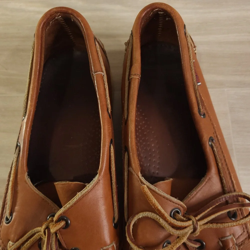 Sebago Docksides Boat Shoes Loafers Mens Size 13 M Tan Leather Classic Timeless